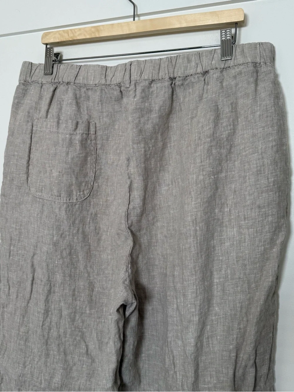 Quince 100% European Linen Pants Elastic Waist Flax Beige Womens Sz XL Cropped
